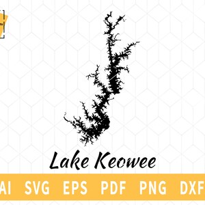Lake Keowee map SVG, South Carolina map Vector File - Instant Download \ Cutting \ Lake silhouette \ Commercial License