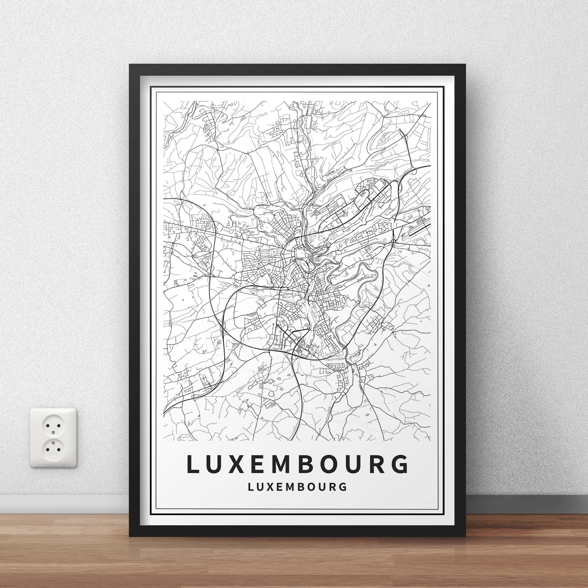 Printable Map of Luxembourg City Street Road Instant | Etsy