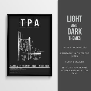 TPA Tampa International Airport Poster - Instant Download \ Airport Map \ Gift Pilot \ Wall Art \ Printable \ Florida Travel Poster