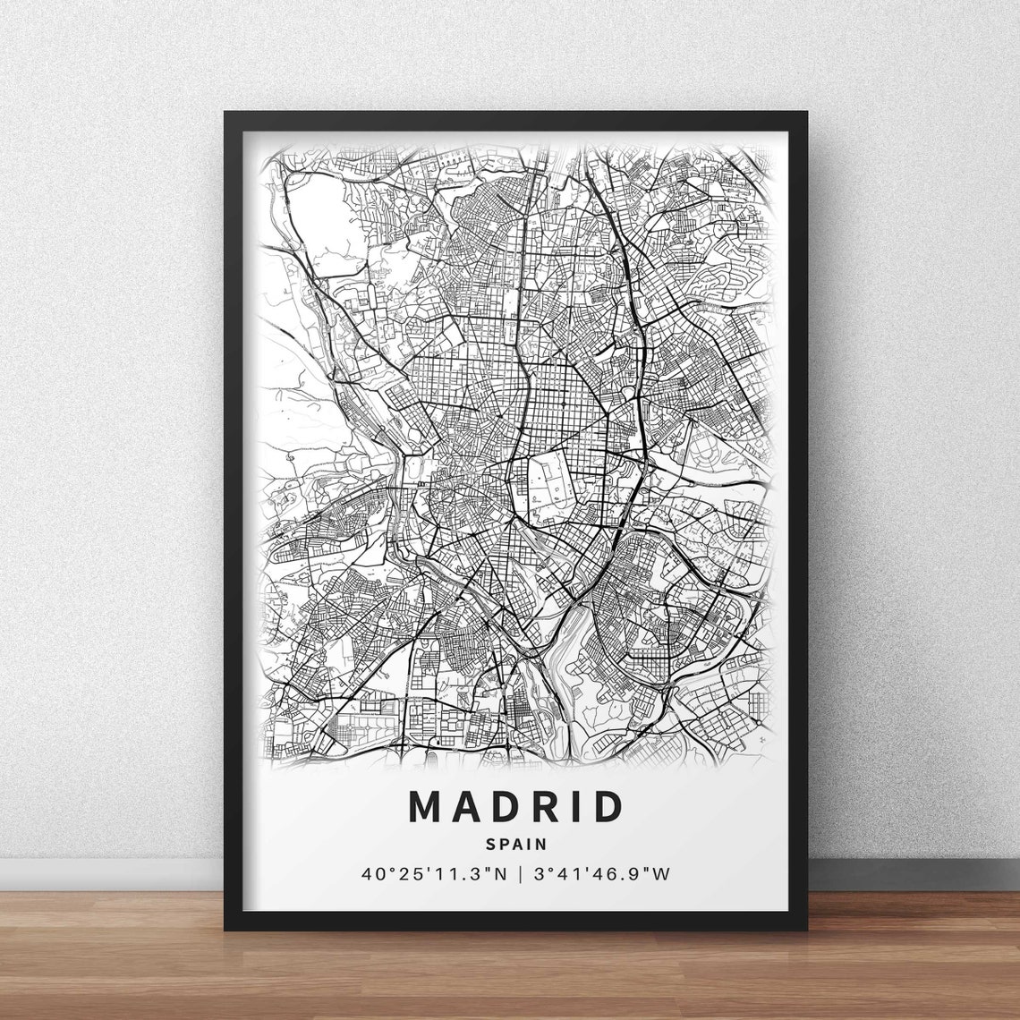 Printable Map of Madrid Spain With Street Names Instant Etsy