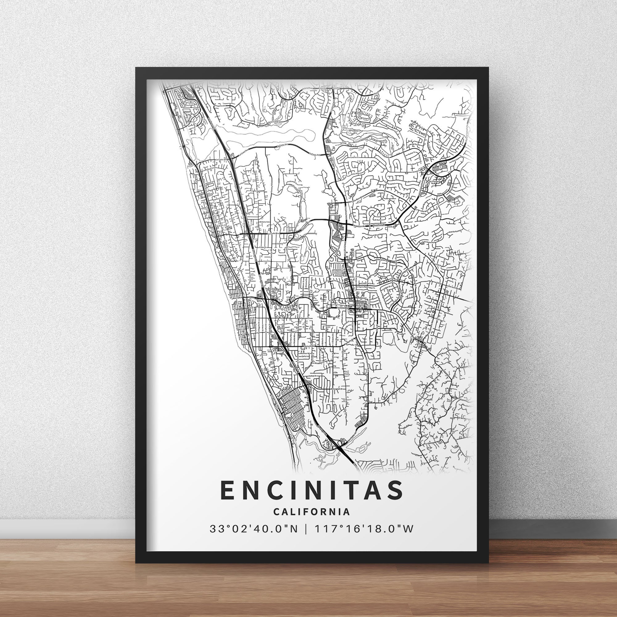 Printable Map of Encinitas, California, USA With Street Names - Instant ...