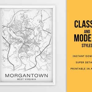 Printable Map of Morgantown, West Virginia WV, United States Instant ...