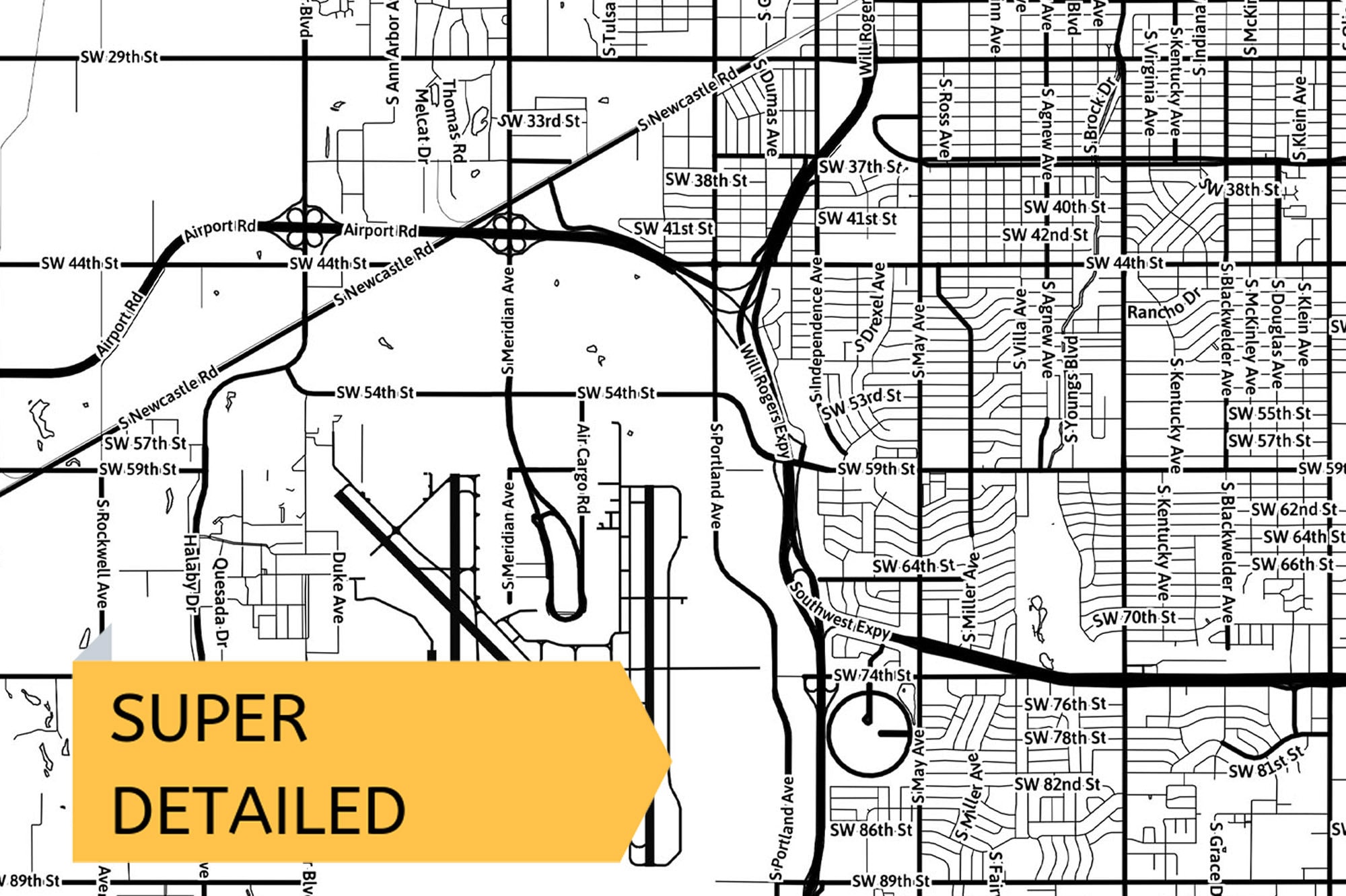 Printable Map of Oklahoma City Oklahoma United States With | Etsy