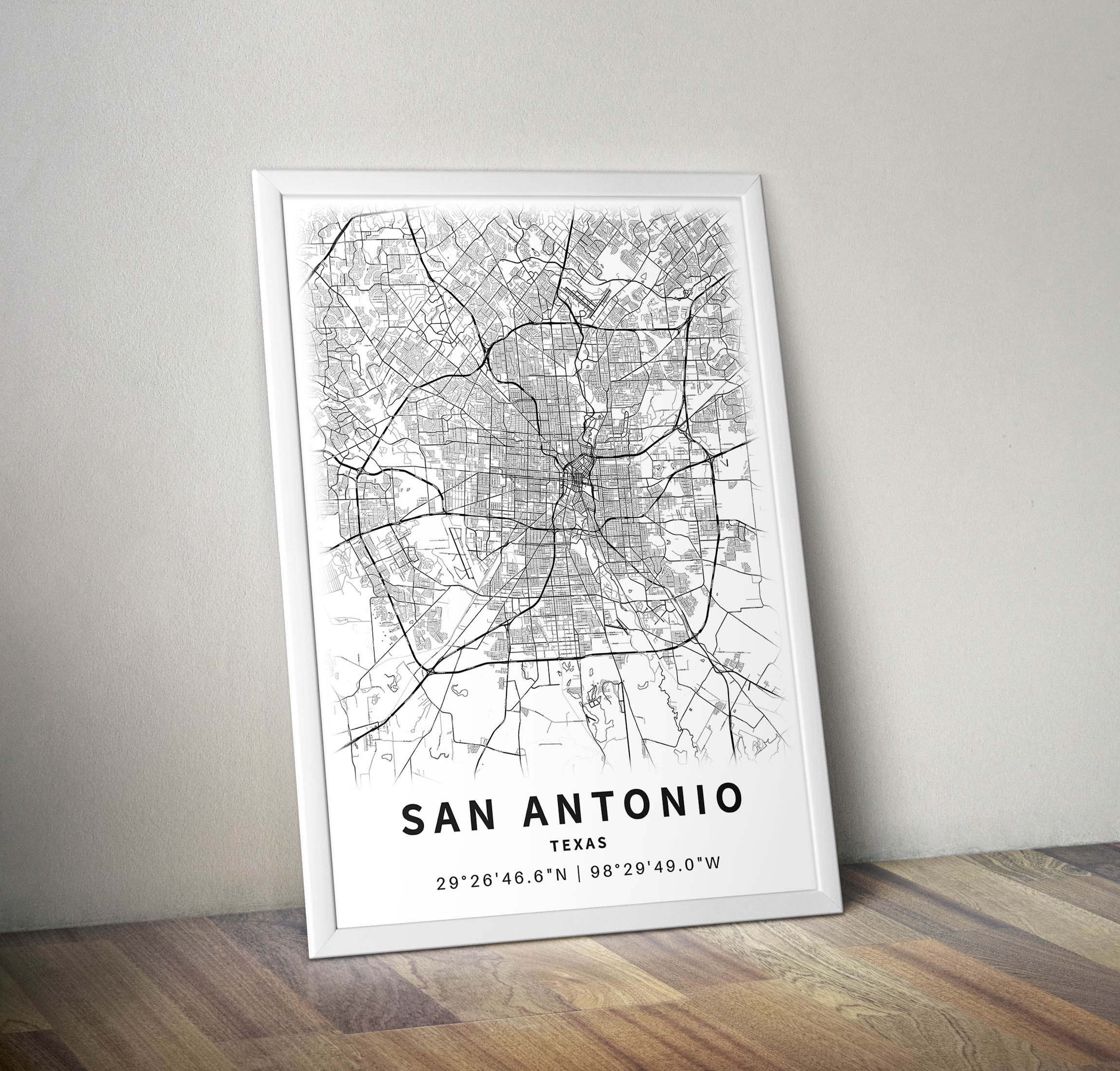 Printable Map of San Antonio, Texas, USA With Street Names Instant