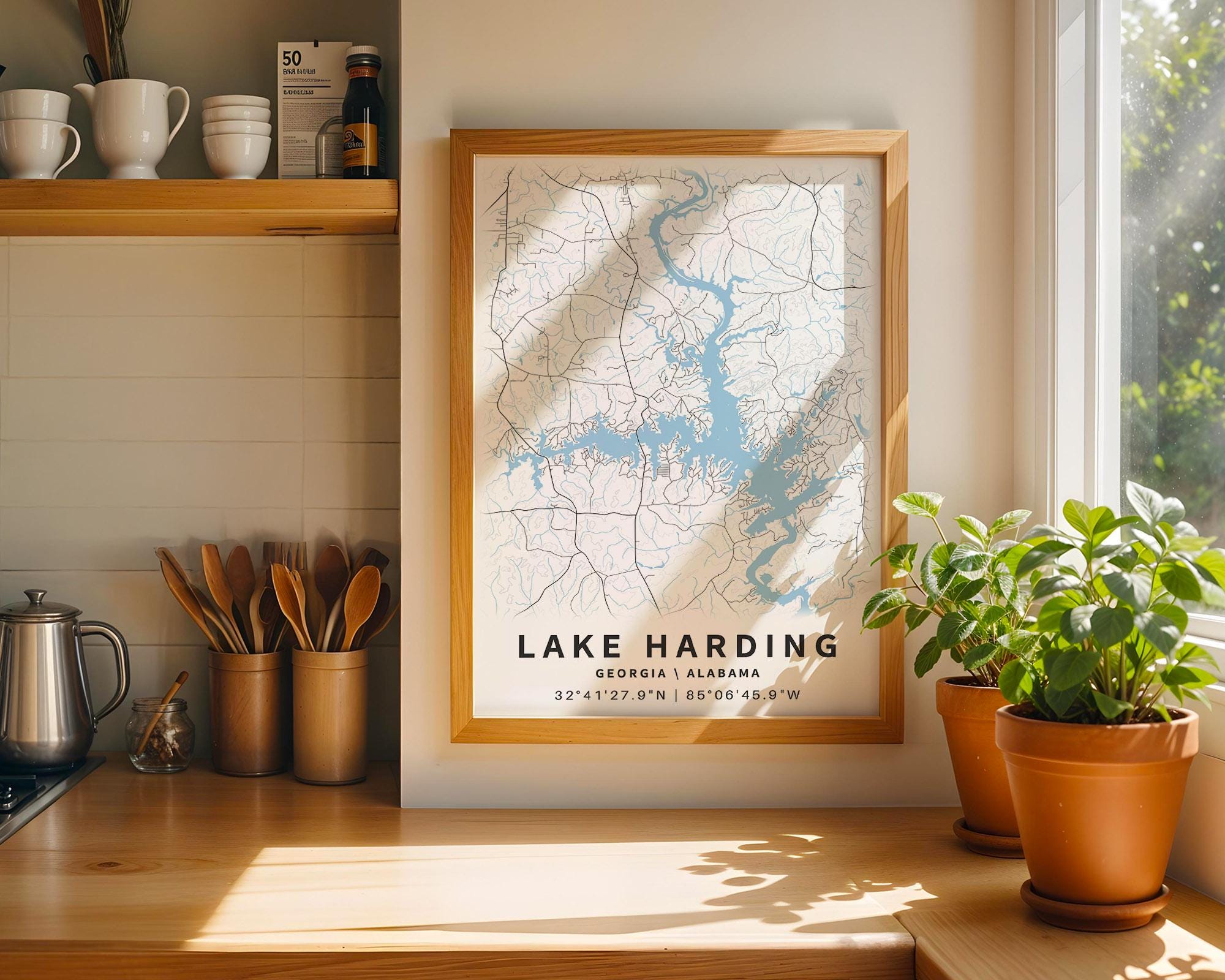 Lake Harding Map Poster, Printable Alabama Georgia Lake House Decor ...