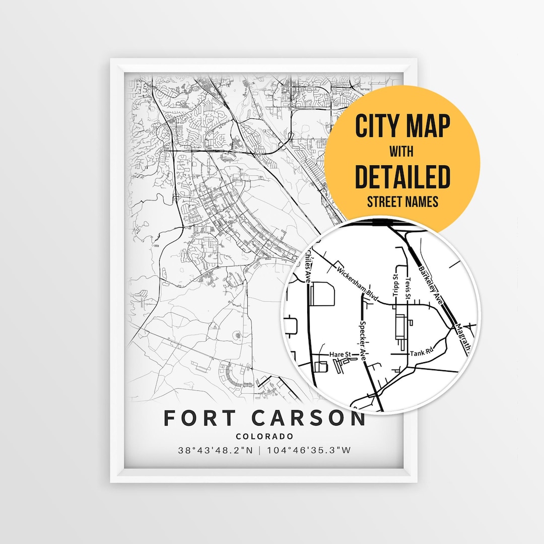 Fort Carson Colorado Map Poster, Military Base Map With Street Names ...