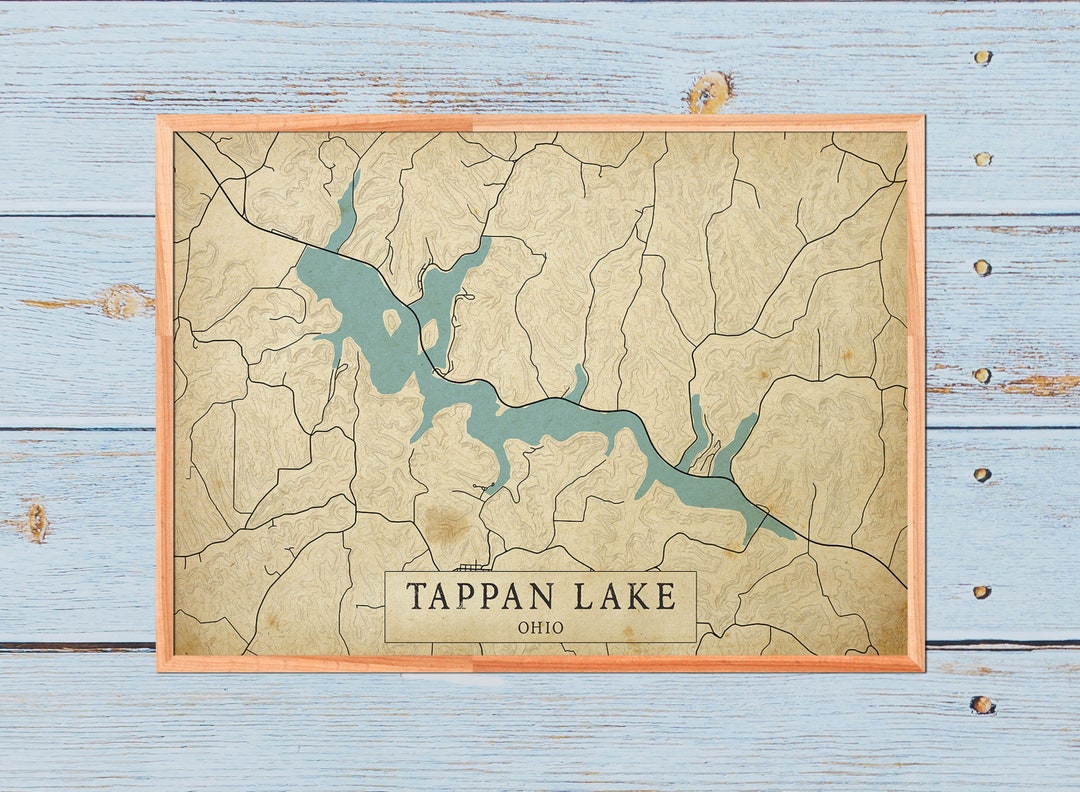 Vintage Style Map of Tappan Lake Ohio USA Instant Download Etsy