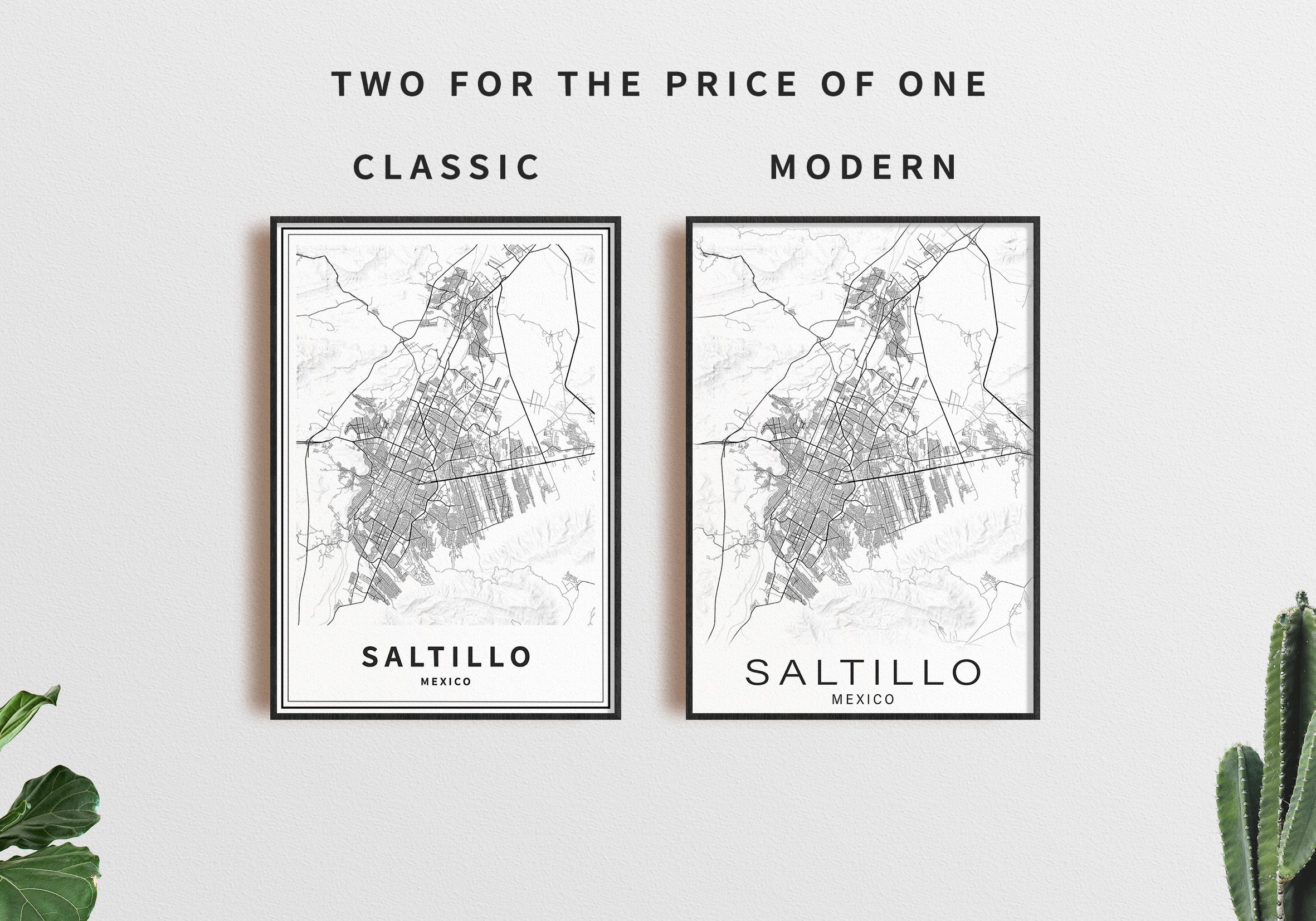 Mapa imprimible de Saltillo Coahuila México Descarga | Etsy