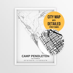 Camp Pendleton Map Poster, Militärbasis US US Landkarte mit Straßennamen (Instant Download)