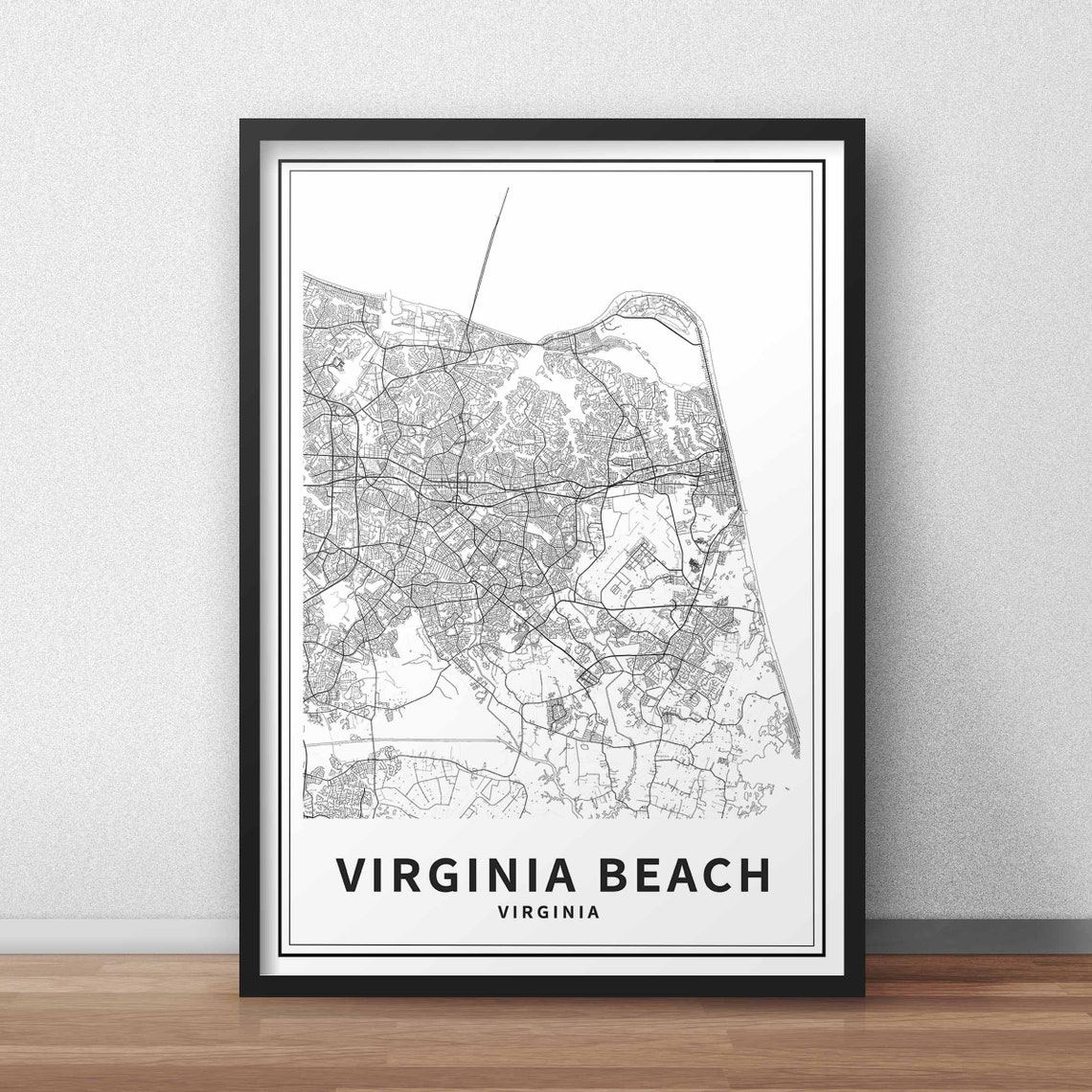 Printable Map of Virginia Beach Virginia VA USA Instant | Etsy