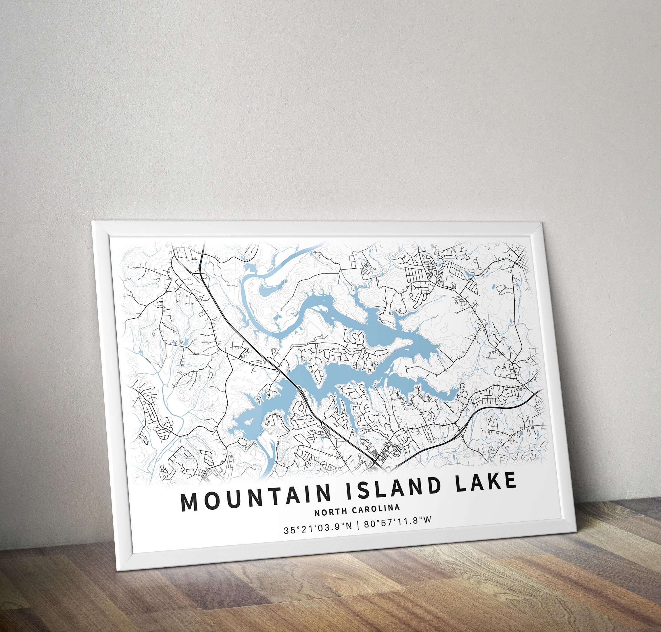 Printable Map of Mountain Island Lake North Carolina United Etsy