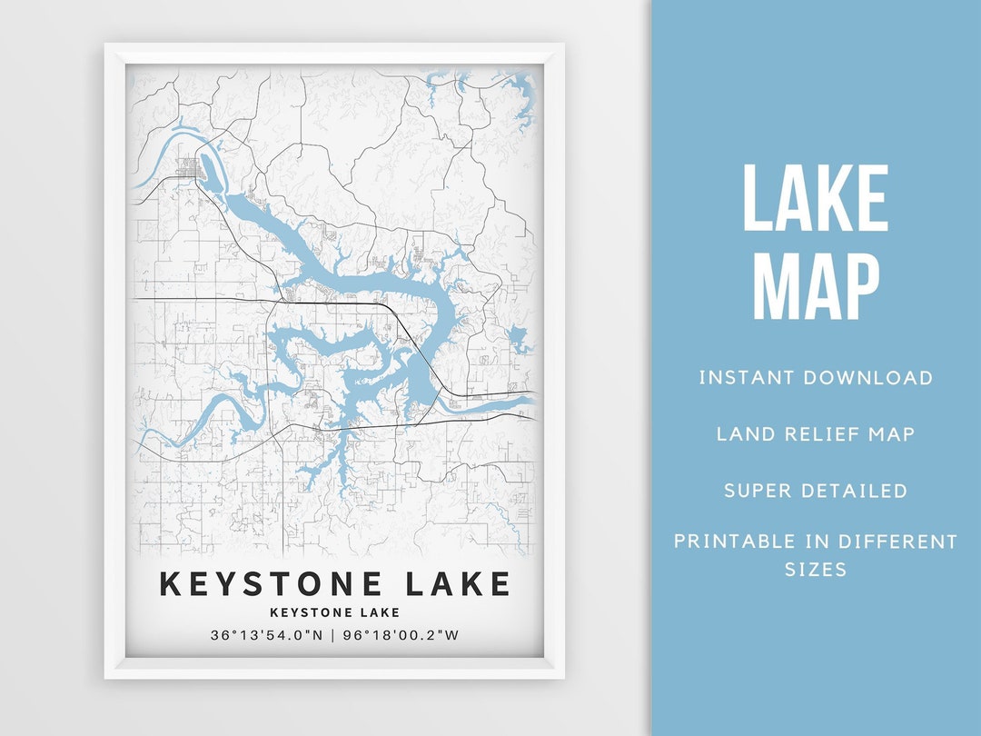 Printable Map of Keystone Lake Oklahoma Texas United States - Etsy