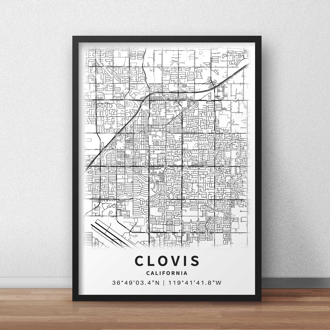 Printable Map of Clovis California CA United States With Etsy
