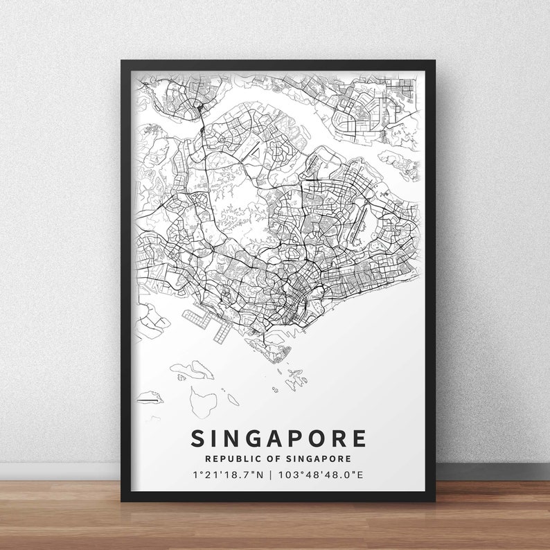 Carte imprimable de Singapour avec noms de rues - Téléchargement instantané \ Plan de la ville \ Cadeau de voyage \ Affiche de la ville \ Impression de carte routière \ Plan de rue image 7