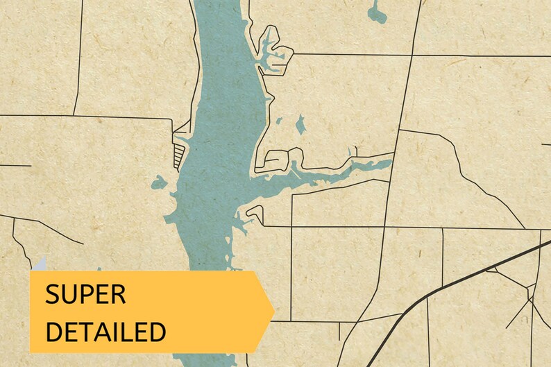 Vintage Style Map of Lake Blackshear USA Instant Etsy