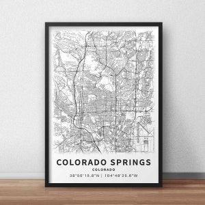 Carte imprimable de Colorado Springs, Colorado, États-Unis avec les noms de rue - téléchargement immédiat \ plan de la ville \ cadeau de voyage \ affiche de la ville \ carte routière image 7