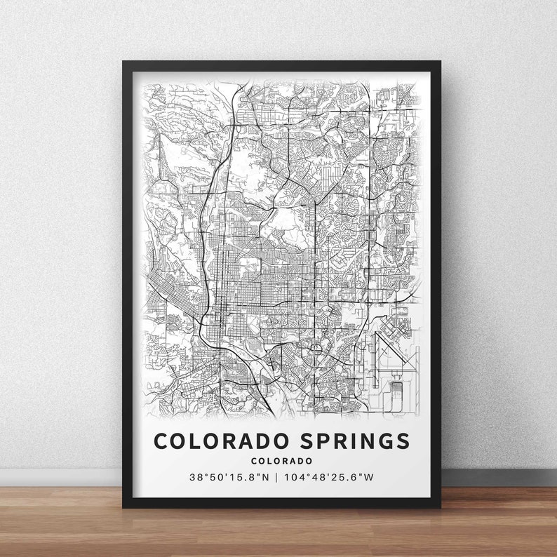 Carte imprimable de Colorado Springs, Colorado, États-Unis avec les noms de rue - téléchargement immédiat \ plan de la ville \ cadeau de voyage \ affiche de la ville \ carte routière image 7