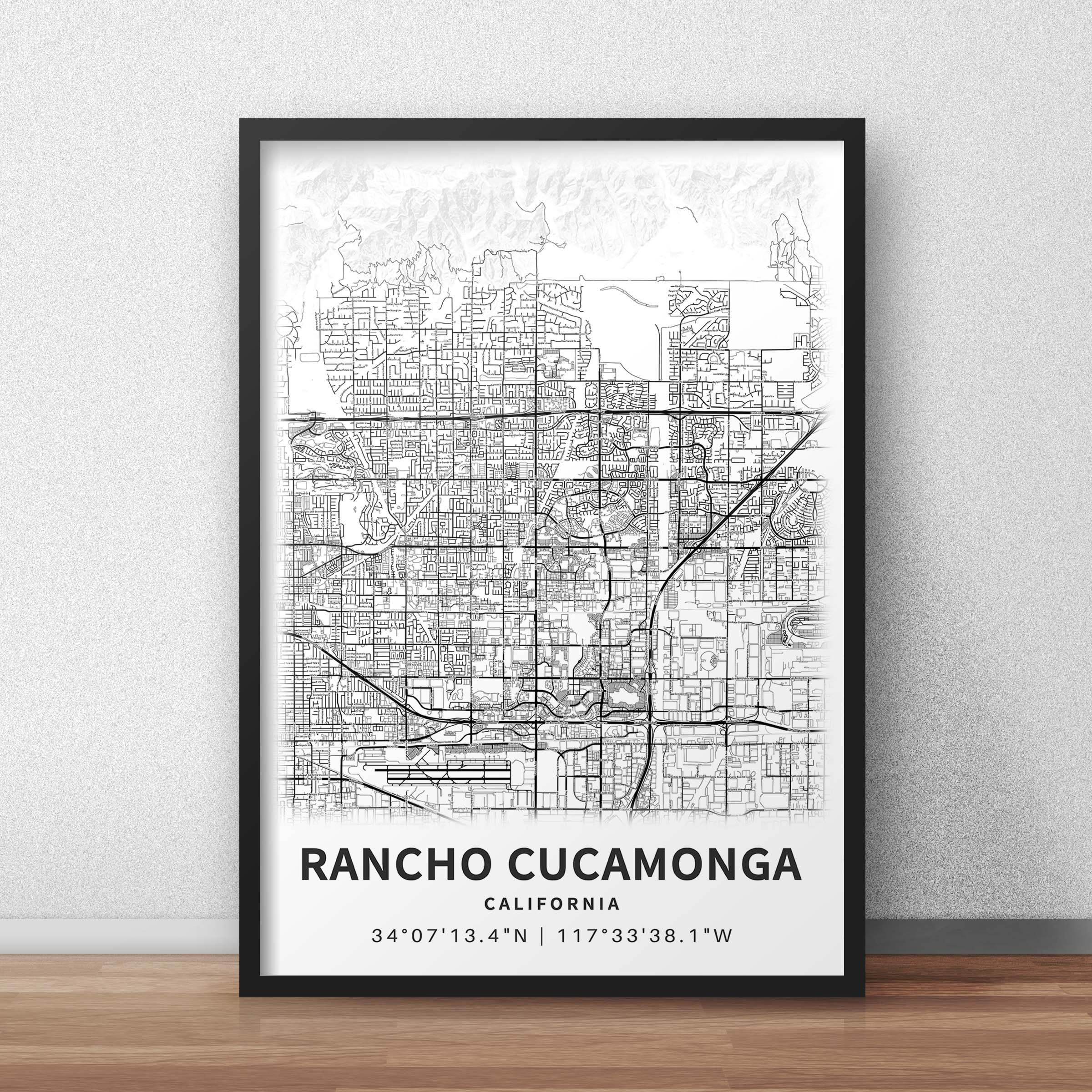 Printable Map of Rancho Cucamonga, California, USA With Street Names -  Instant Download \\ City Map \\ Travel Gift \\ City Poster \\ Road Map - Etsy, image size:2400x2400