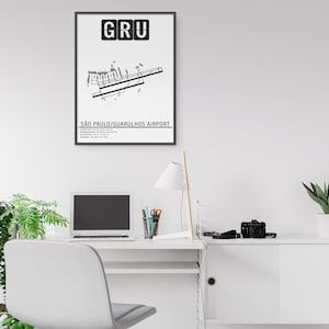 Cartel del aeropuerto internacional GRU São Paulo Guarulhos - Descarga instantánea \ Mapa del aeropuerto \ Idea de regalo \ Arte de la pared \ Cartel de viaje de Brasil imagen 5