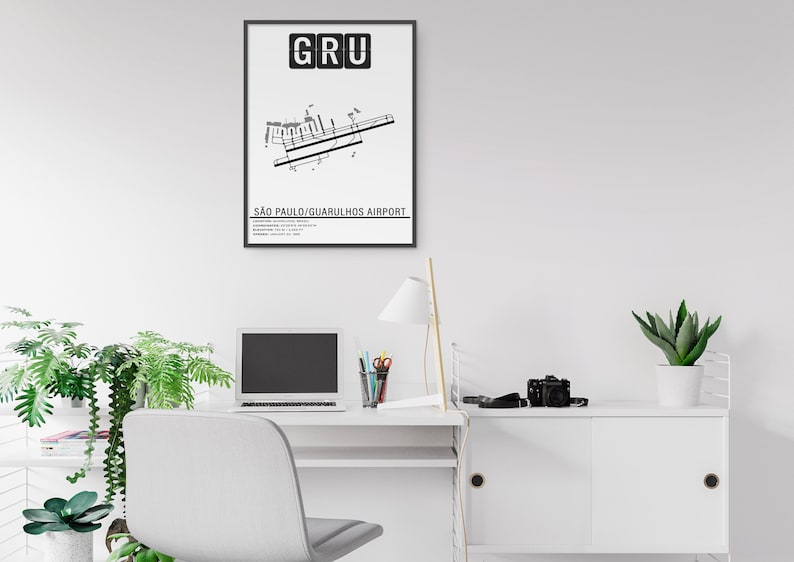 Cartel del aeropuerto internacional GRU São Paulo Guarulhos - Descarga instantánea \ Mapa del aeropuerto \ Idea de regalo \ Arte de la pared \ Cartel de viaje de Brasil imagen 5