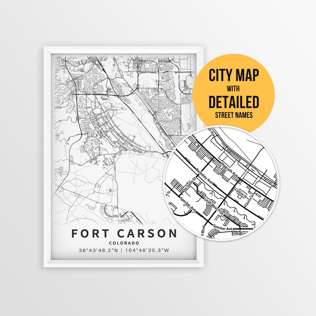 Fort Carson Colorado Map Poster, Military Base Map With Street Names ...