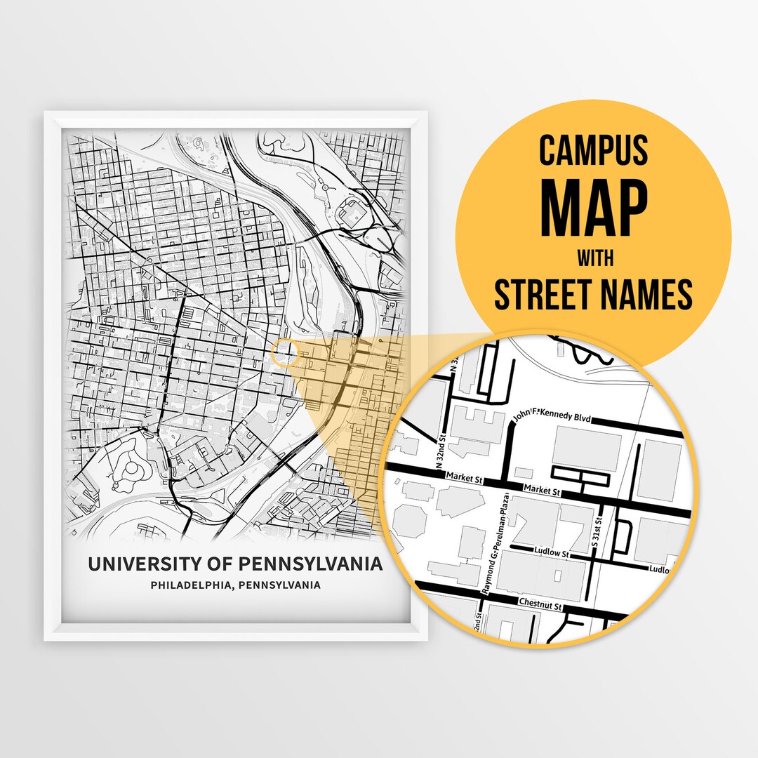 Printable Map of University of Pennsylvania With Street Names Instant ...