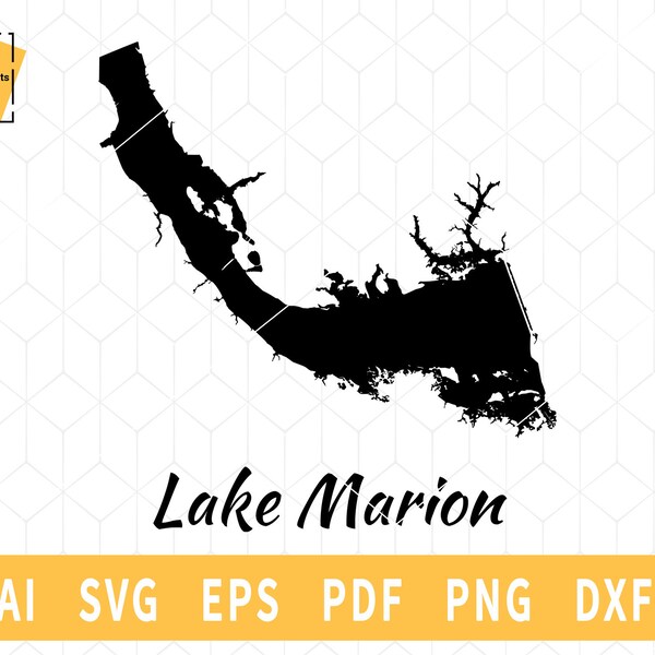 Lake Marion map SVG, South Carolina map Vector File - Instant Download \ Cutting \ Lake silhouette \ Commercial License