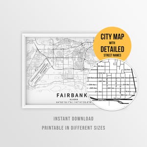 Fairbanks Alaska Map with Street Names, Printable Fairbanks City Poster (Instant Download)