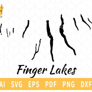 Finger Lakes New York kaart, Vector File - Instant Download SVG \ DXF \ PNG \ Cutting \ Commerciële licentie inbegrepen