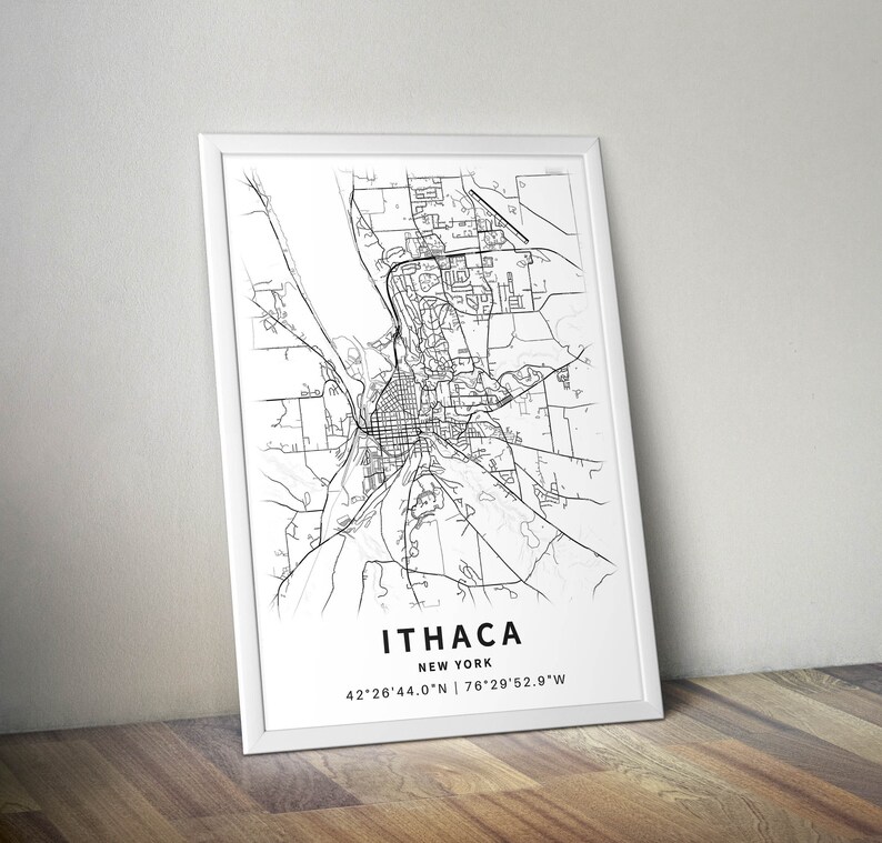 Printable Map of Ithaca NY United States With Street Names - Etsy