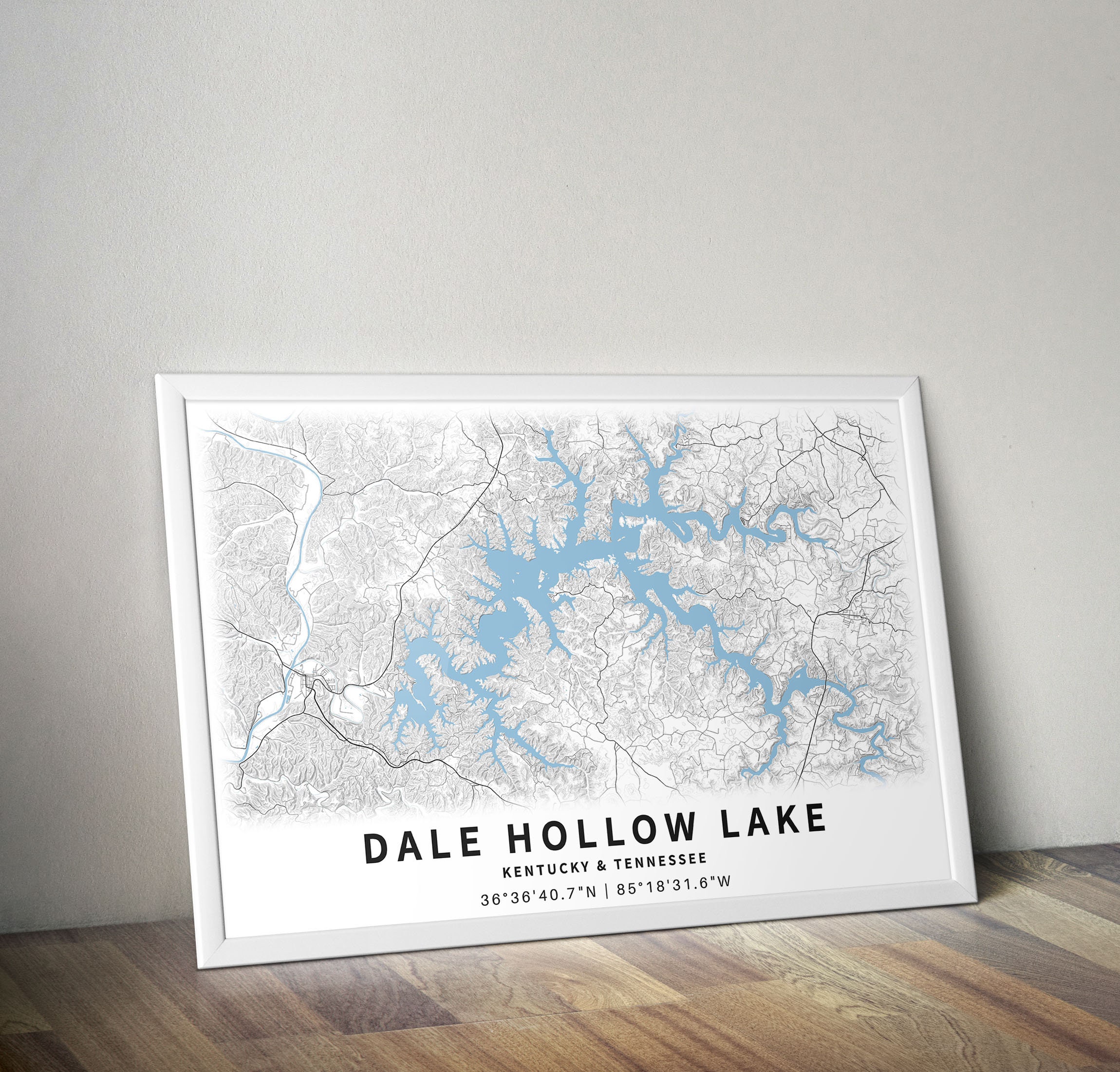 Printable Map Dale Hollow Lake Kentucky/tennessee United | Etsy