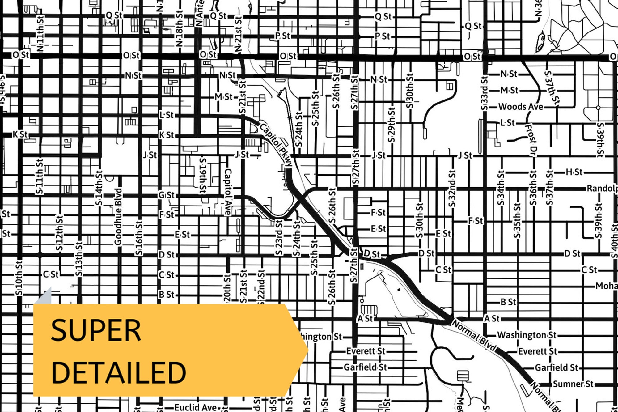 Printable Map of Lincoln Nebraska NE United States With | Etsy