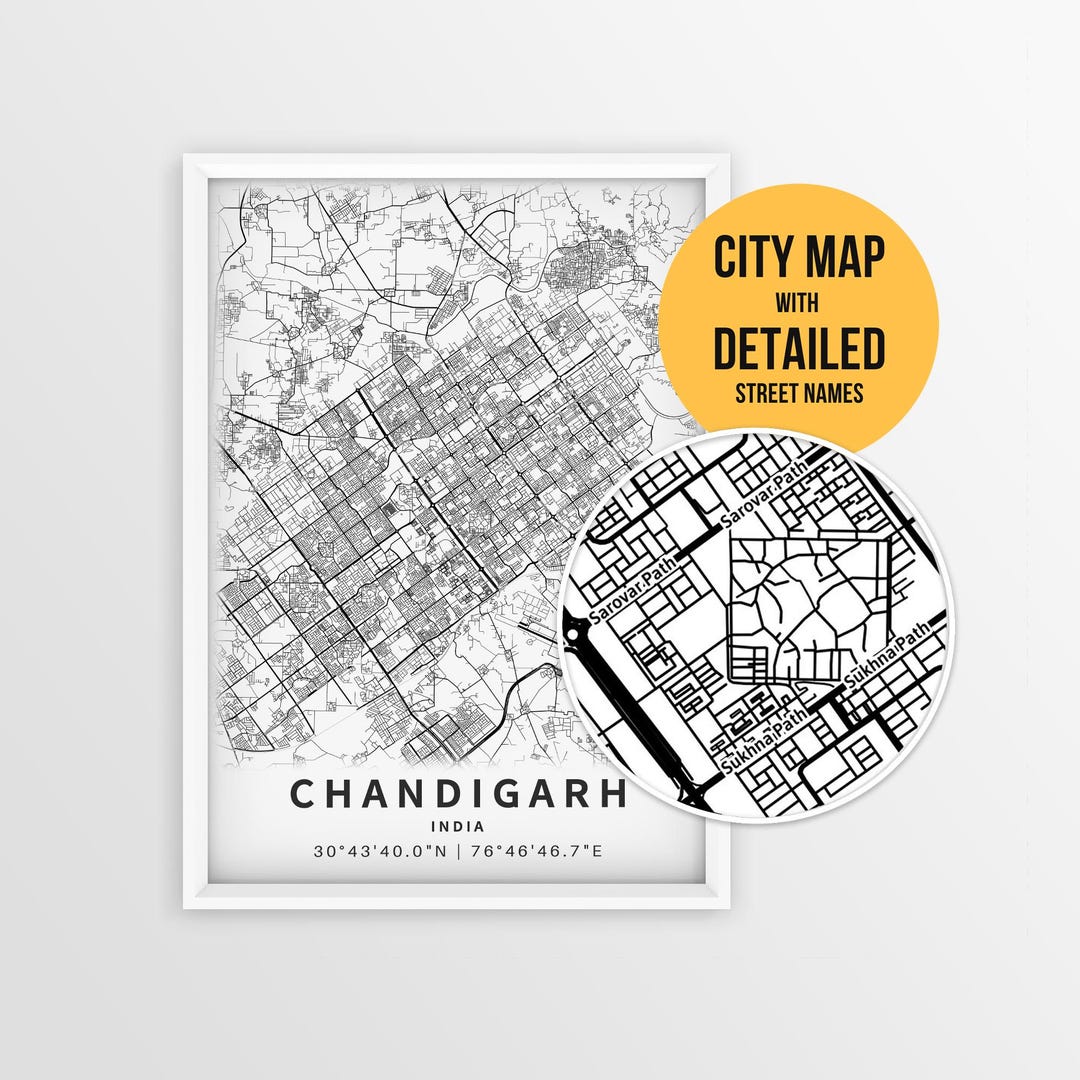 Chandigarh India Map With Street Names, Printable Chandigarh City ...