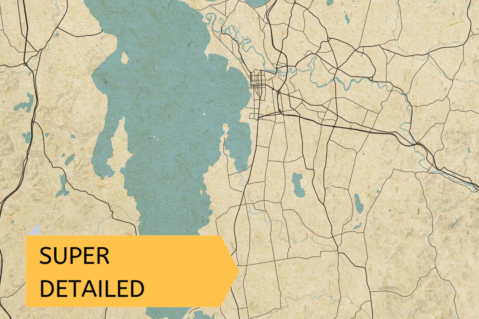 Vintage Style Map of Lake Champlain New York Vermont USA Etsy