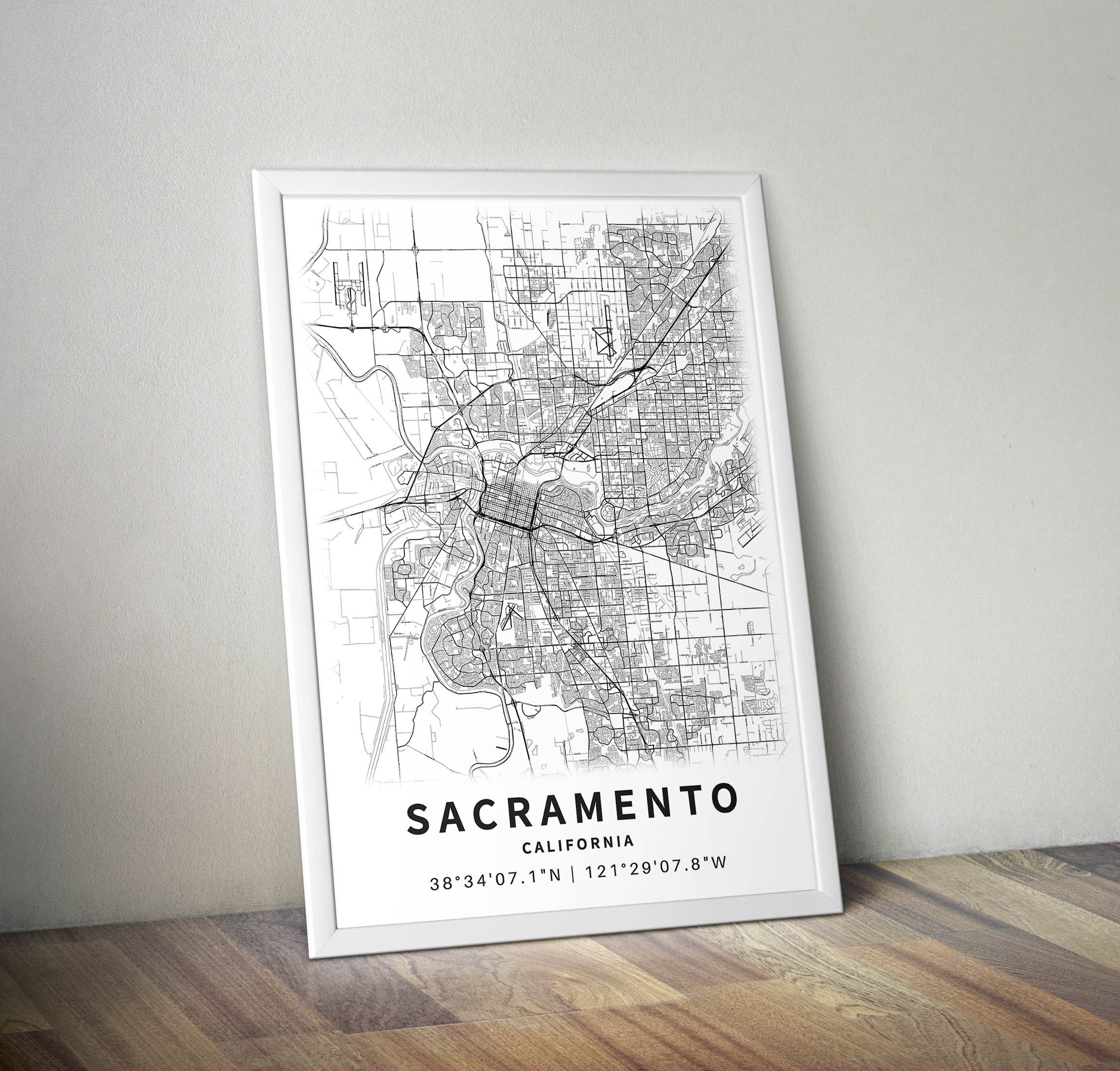 Printable Map of Sacramento California United States With Etsy