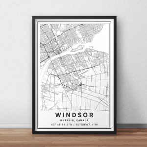 Printable Map of Windsor, Canada With Street Names - Instant Download ...