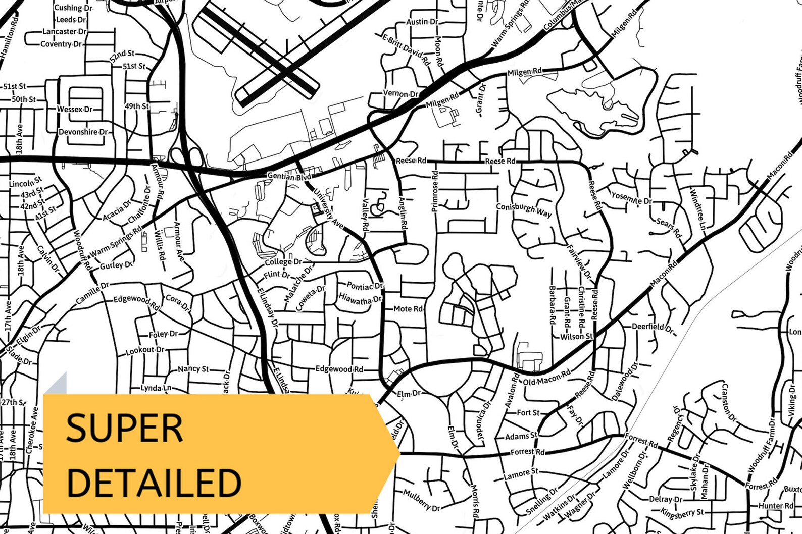 Printable Map of Columbus United States With Street Etsy