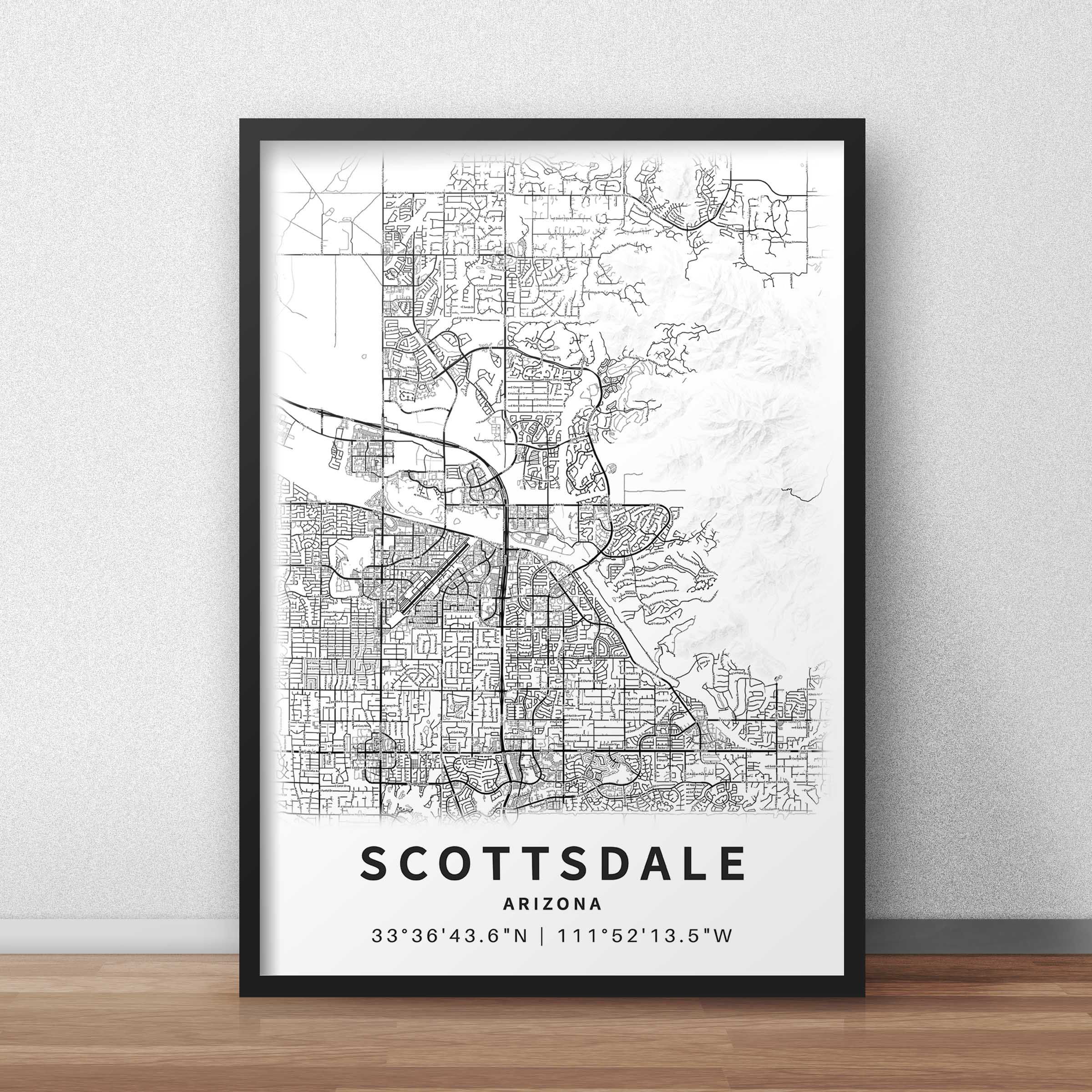 Printable Map of Scottsdale Arizona AZ United States With Etsy