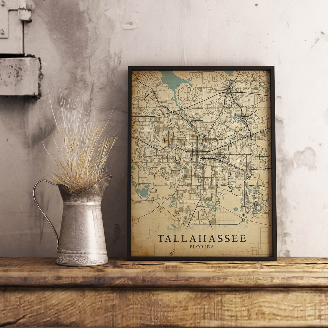 Printable Vintage Style Map of Tallahassee, Florida, United States ...