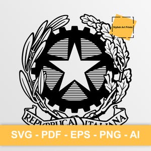 Armoiries de l'Italie, Italie Vector Clipart - SVG \ PNG \ PDF \ Téléchargement instantané \ Découpe \ Signe de l'État \ Drapeau de l'Italie \ Fichier coupé svg