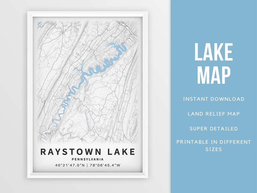 Printable Map of Raystown Lake Pennsylvania United States Etsy