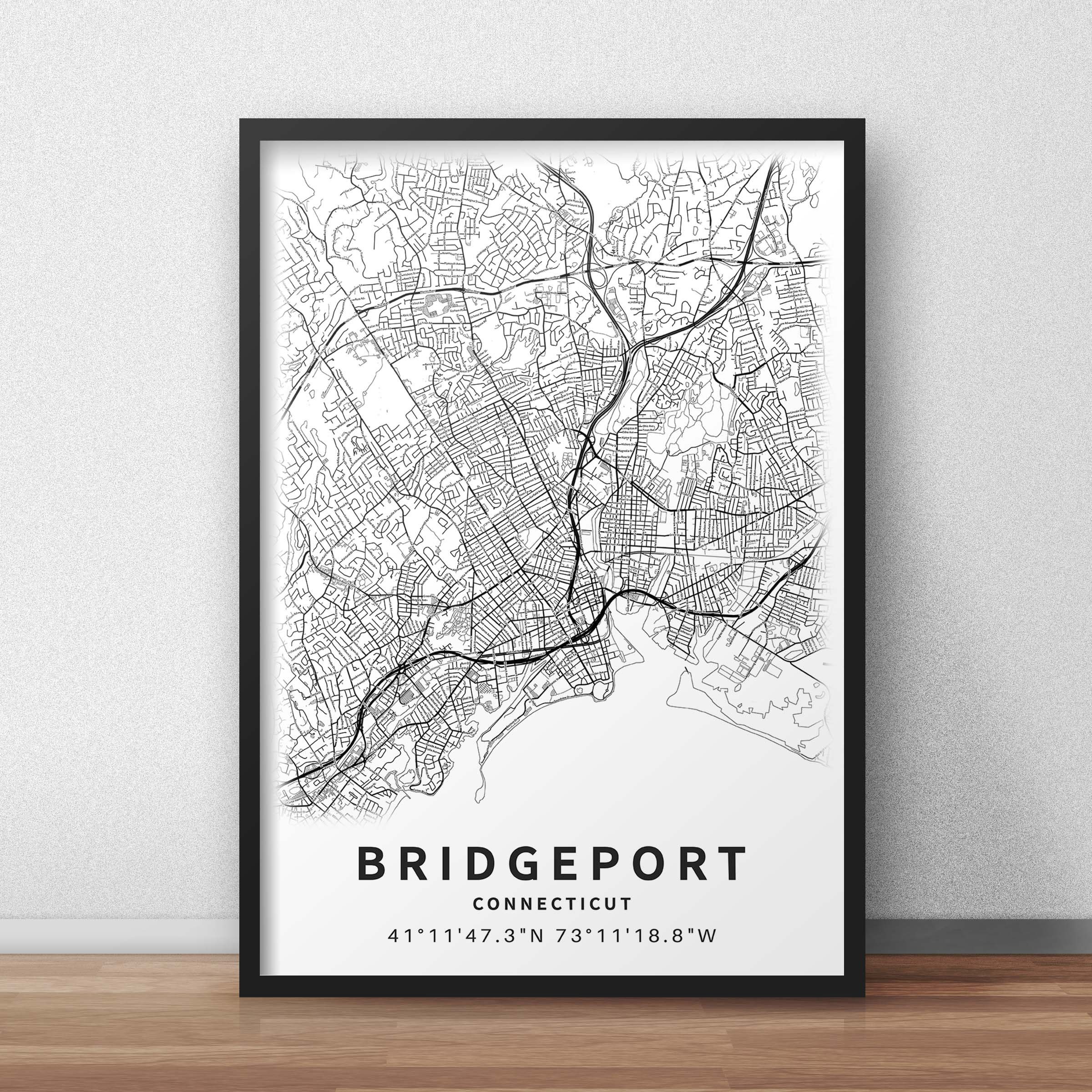 Printable Map of Bridgeport CT Connecticut United States - Etsy