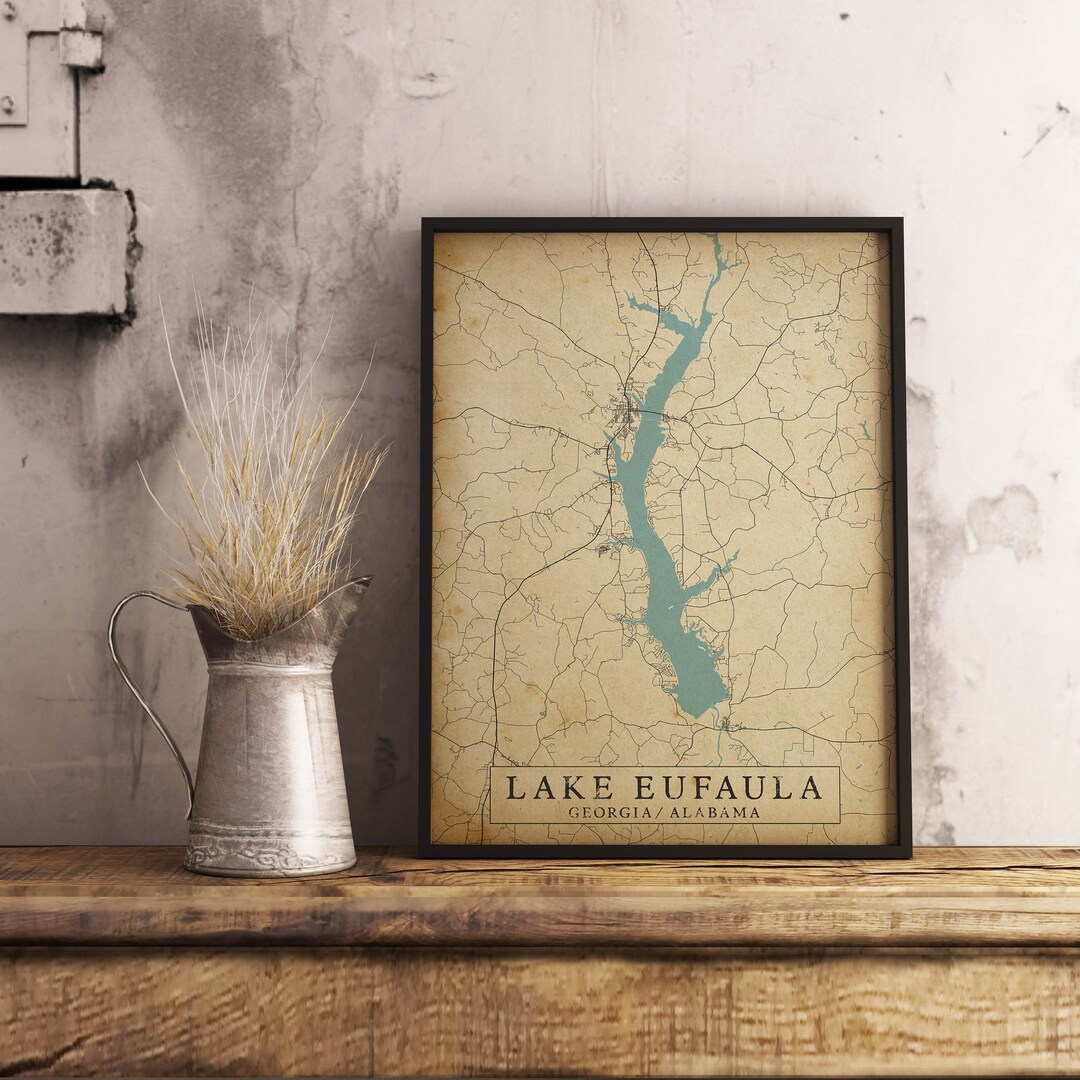 Vintage Style Map of Lake Eufaula Alabama Walter F. George - Etsy