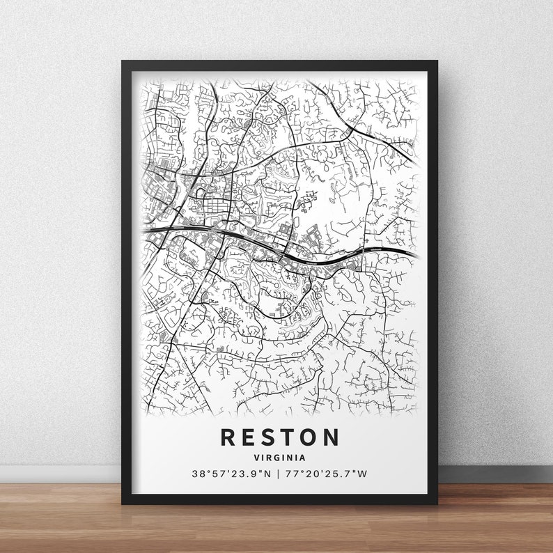 Printable Map of Reston, Virginia, USA With Street Names - Instant ...