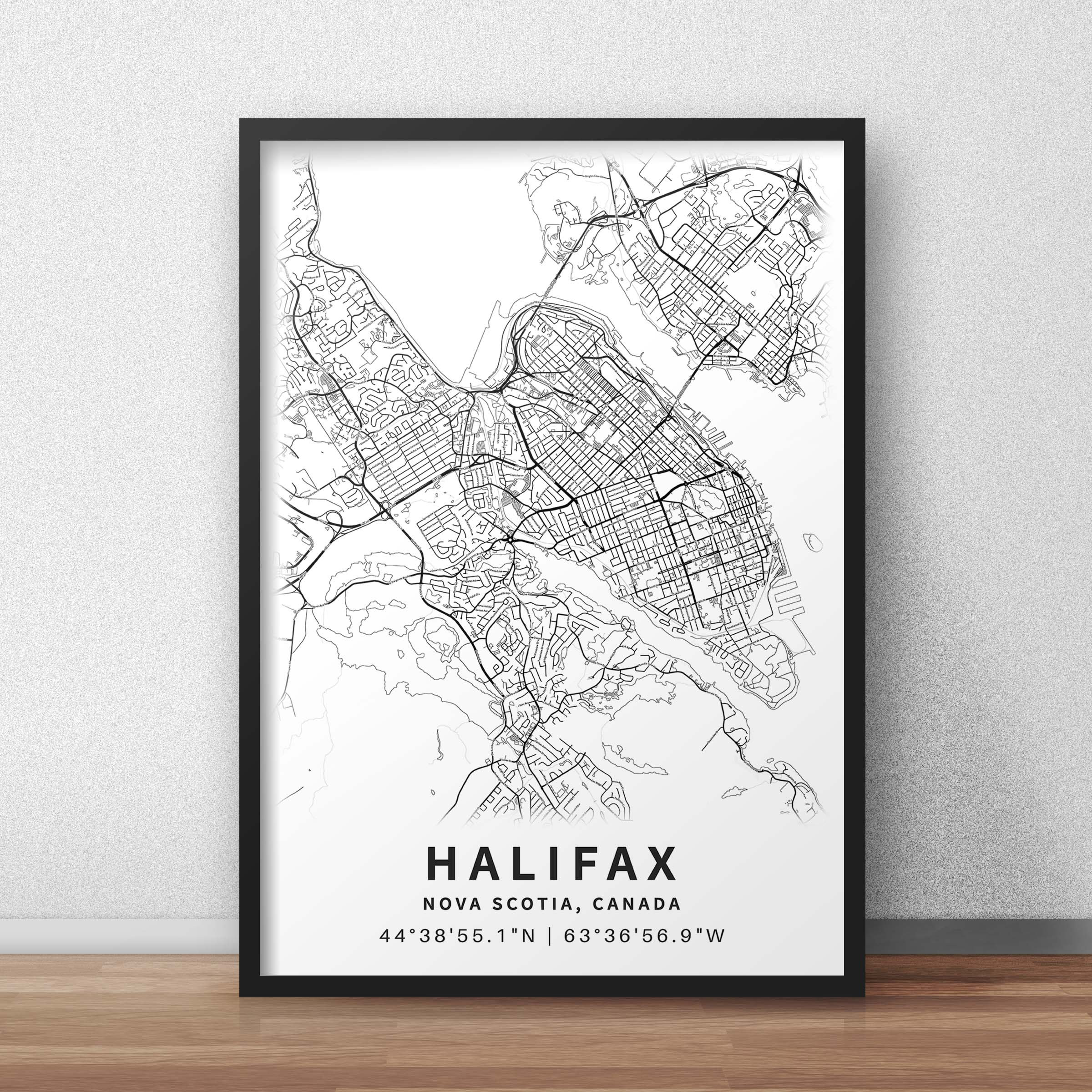 Printable Map of Halifax Nova Scotia Canada With Street Etsy