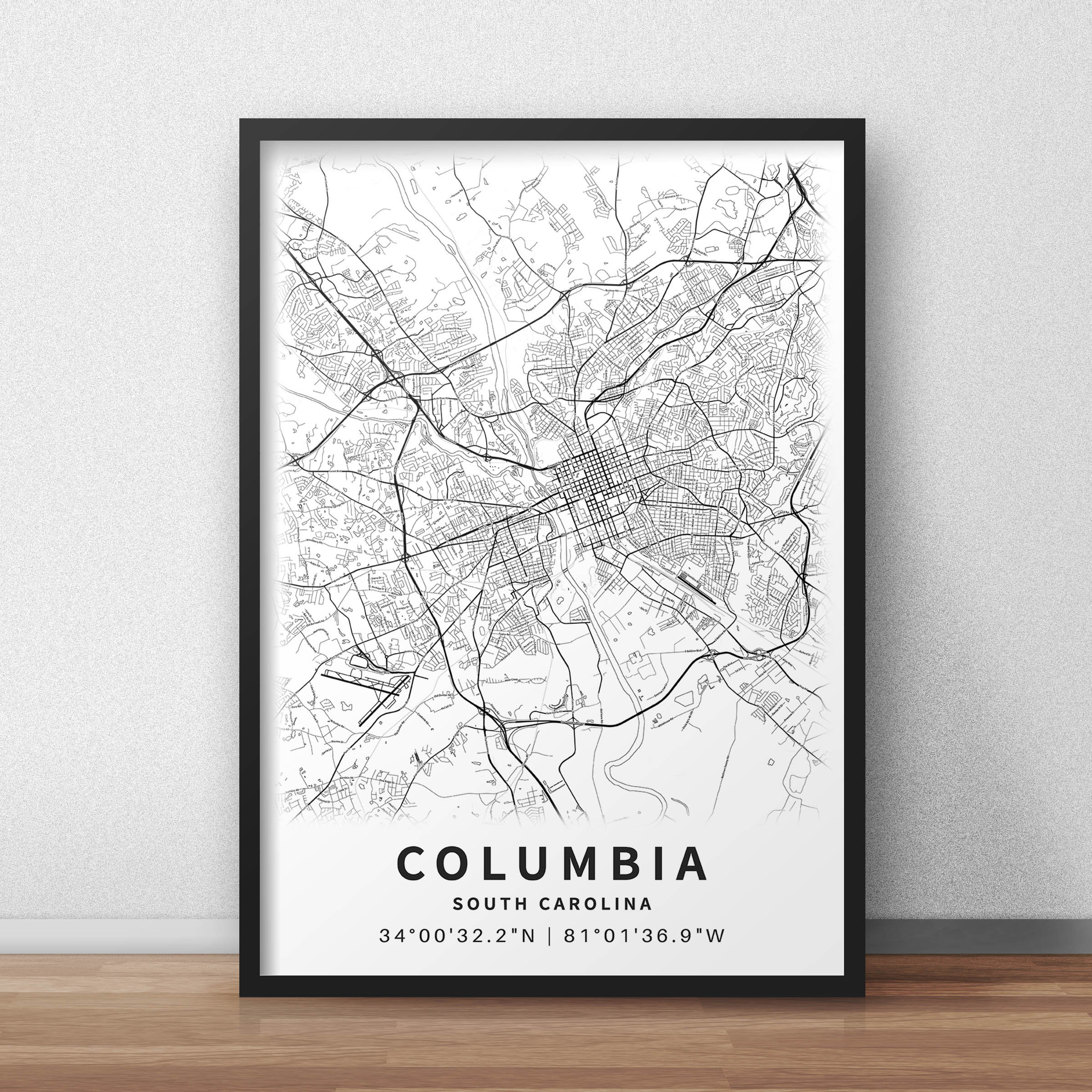 Printable Map of Columbia SC South Carolina United States - Etsy UK