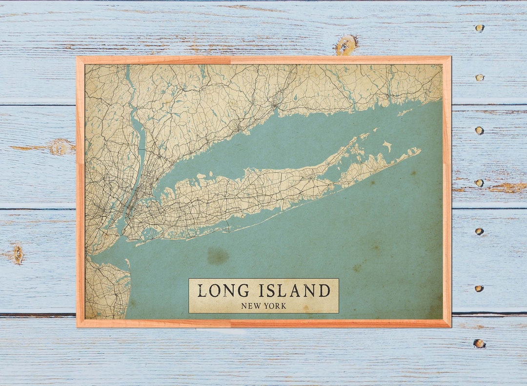 Vintage Style Map of Long Island, New York Instant Download City Map