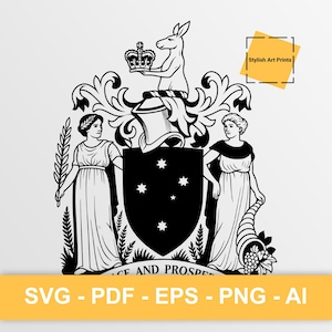 Armoiries de Victoria, Australie Vector Clipart - SVG \ PNG \ PDF \ Téléchargement instantané \ Découpe \ State Sign \ Victoria Crest \ Victoria Gift