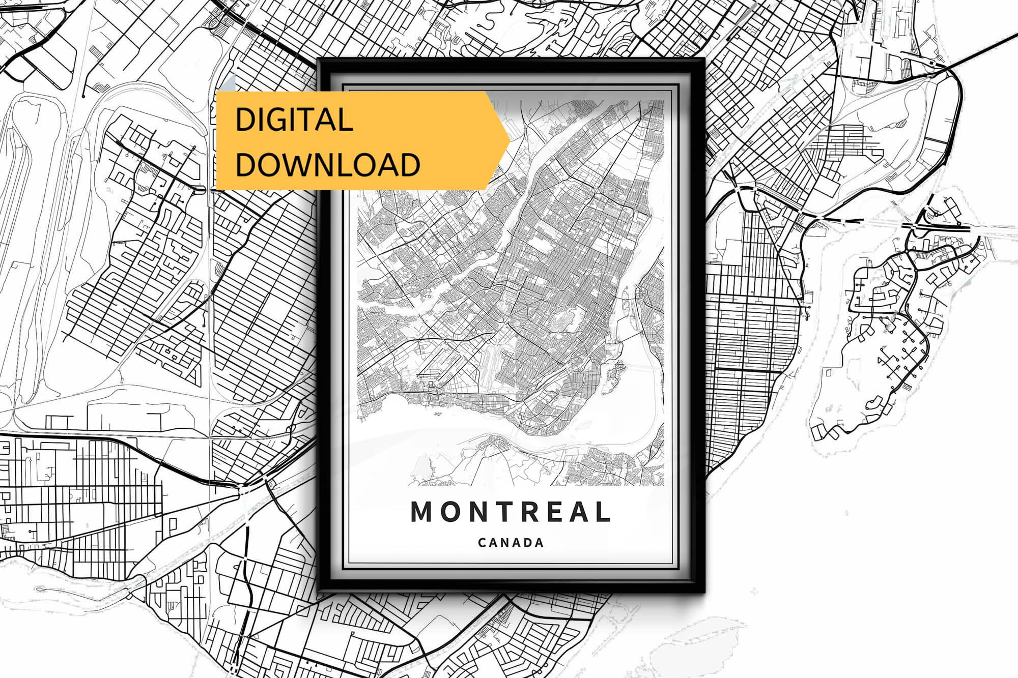 Printable Map of Montreal Canada Instant Download City Etsy