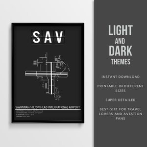 SAV Savannah/Hilton Head International Airport Poster - Instant Download \ Airport Map \ Gift Idea \ Wall Art \ Printable \ Georgia Travel
